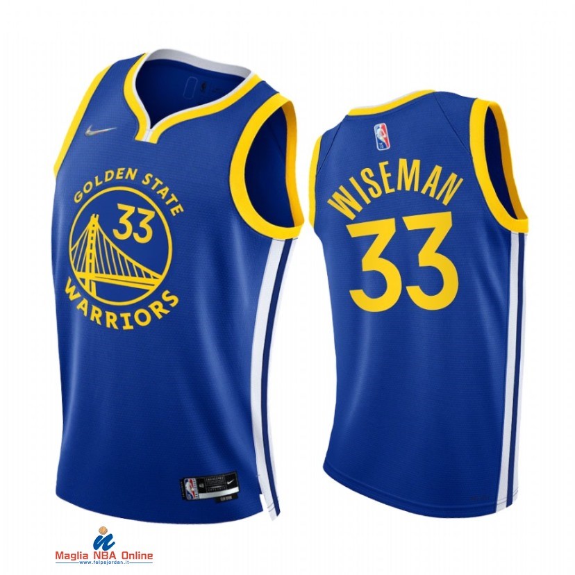 Maglia NBA Nike Golden State Warriors NO.33 James Wiseman 75th Season Diamante Blu Icon 2021-22