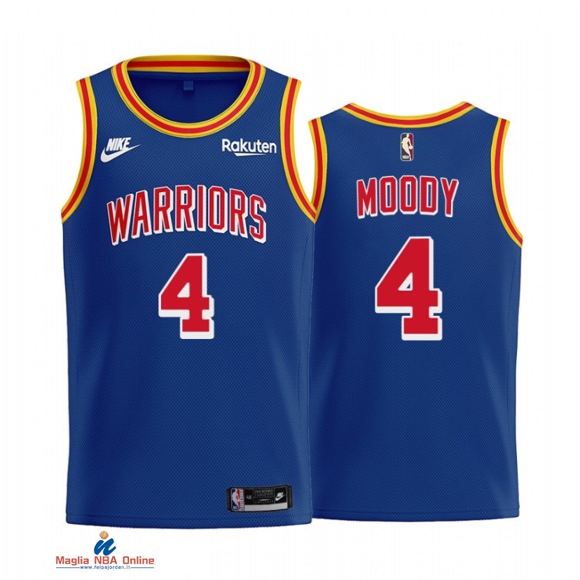 Maglia NBA Nike Golden State Warriors NO.4 Moses Moody 75th Blu Classic 2021-22