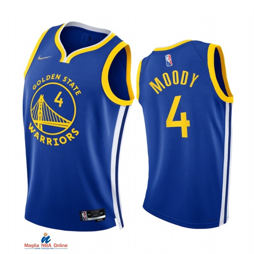 Maglia NBA Nike Golden State Warriors NO.4 Moses Moody 75th Season Diamante Blu Icon 2021-22