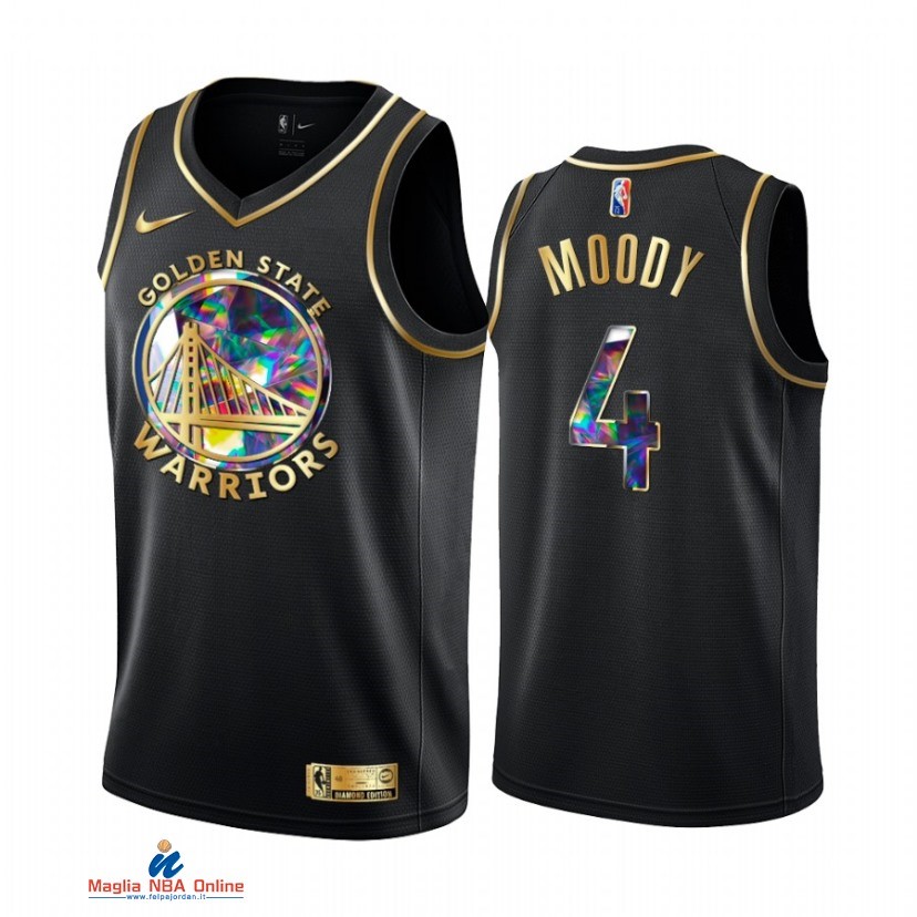Maglia NBA Nike Golden State Warriors NO.4 Moses Moody Nero Diamante 2021-22