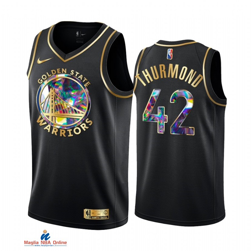 Maglia NBA Nike Golden State Warriors NO.42 Nathaniel Thurmond Nero Diamante 2021-22