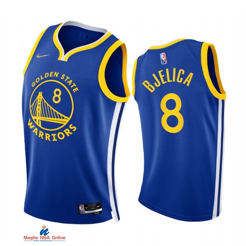 Maglia NBA Nike Golden State Warriors NO.8 Nemanja Bjelica 75th Season Diamante Blu Icon 2021-22