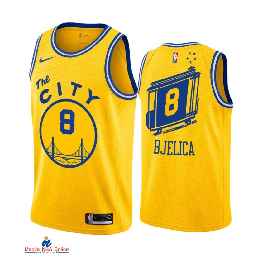 Maglia NBA Nike Golden State Warriors NO.8 Nemanja Bjelica Giallo Classic 2021