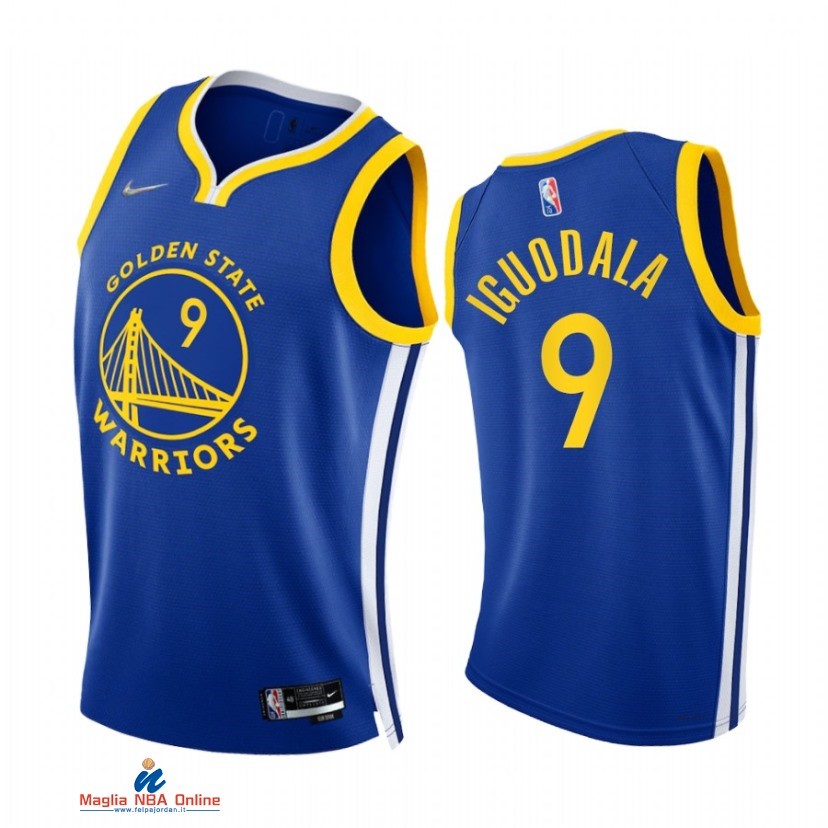 Maglia NBA Nike Golden State Warriors NO.9 Andre Iguodala 75th Season Diamante Blu Icon 2021-22