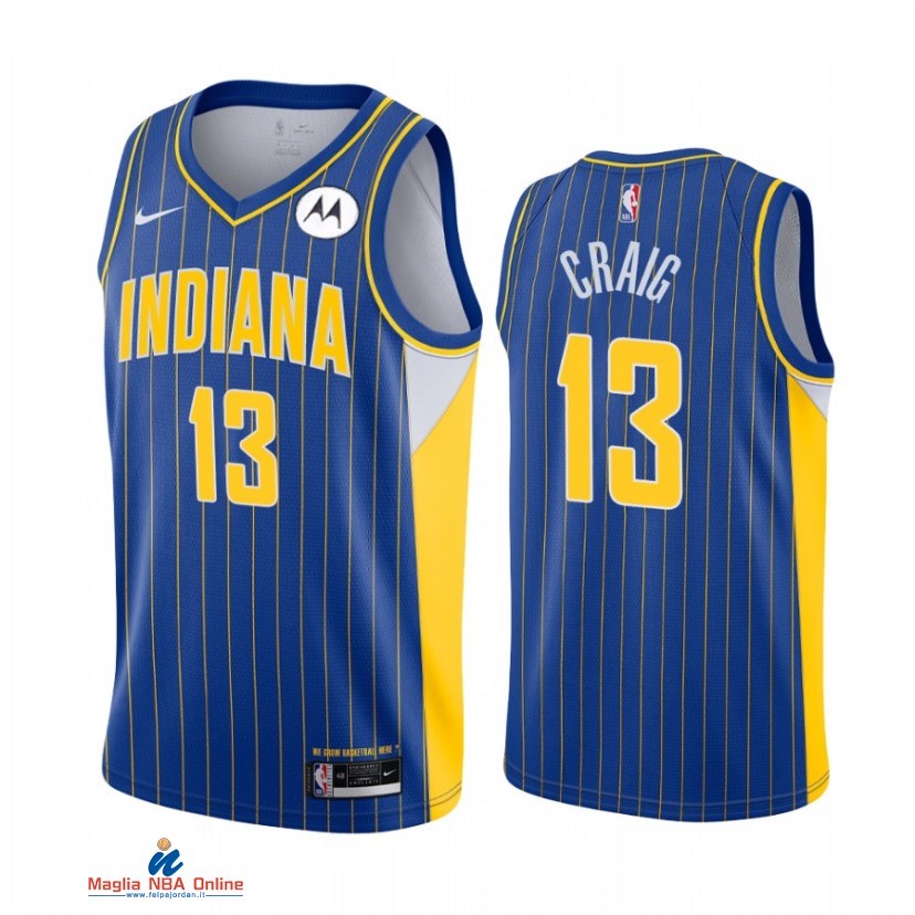 Maglia NBA Nike Indiana Pacers NO.13 Torrey Craig Blu Città 2021-22