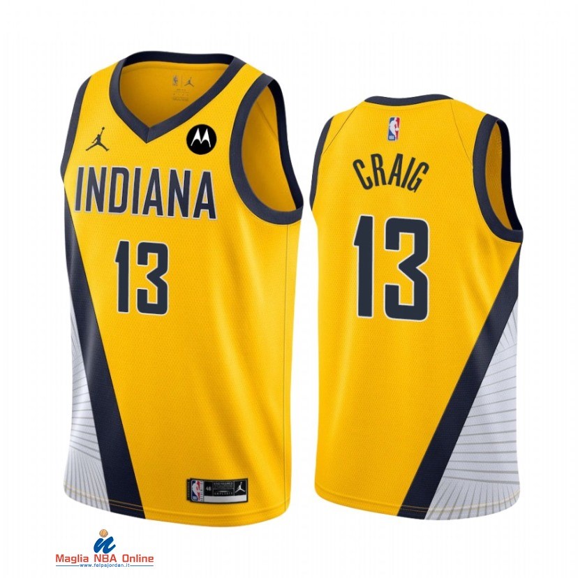 Maglia NBA Nike Indiana Pacers NO.13 Torrey Craig Giallo Statement 2021
