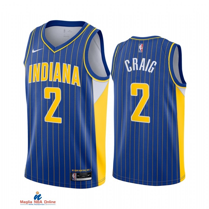 Maglia NBA Nike Indiana Pacers NO.2 Torrey Craig Nike Blu Città 2021-22