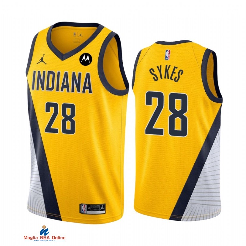 Maglia NBA Nike Indiana Pacers NO.28 Keifer Sykes Giallo Statement 2021