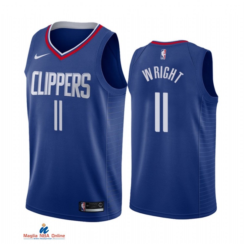 Maglia NBA Nike Los Angeles Clippers NO.11 Moses Wright Nike Blu Icon 2021-22