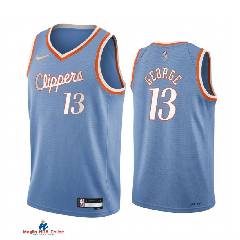 Maglia NBA Nike Los Angeles Clippers NO.13 Paul George 75th Blu Città 2021