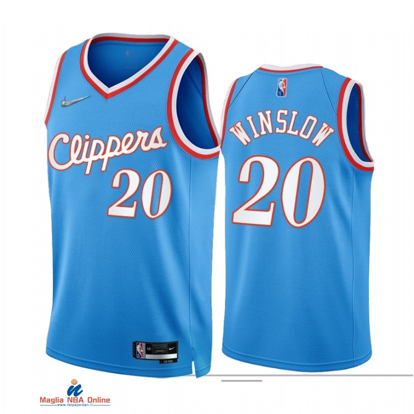 Maglia NBA Nike Los Angeles Clippers NO.20 Justise Winslow 75th Blu Città 2021-22