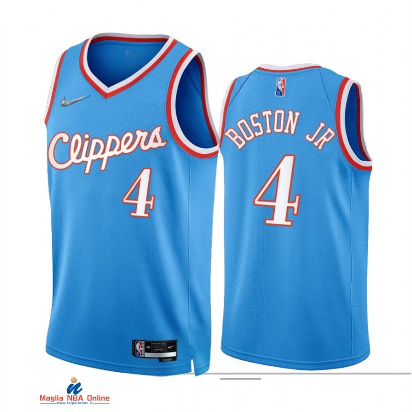 Maglia NBA Nike Los Angeles Clippers NO.4 Brandon Boston Jr. 75th Blu Città 2021-22