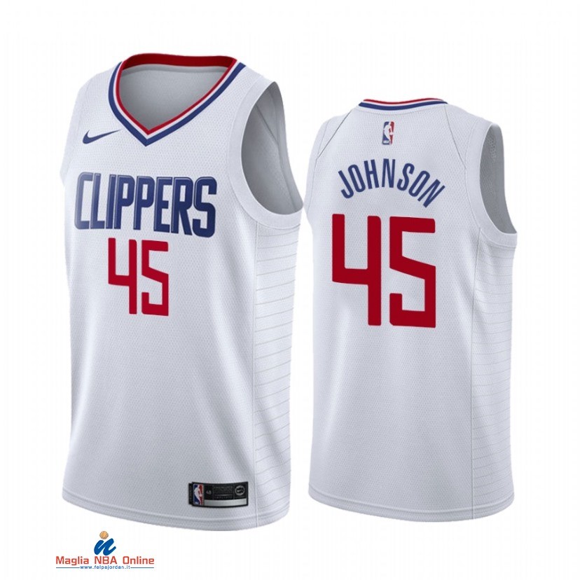 Maglia NBA Nike Los Angeles Clippers NO.45 Keon Johnson Nike Bianco Association 2021-22