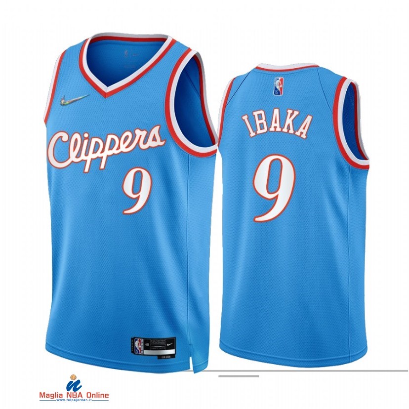 Maglia NBA Nike Los Angeles Clippers NO.9 Serge Ibaka 75th Blu Città 2021-22