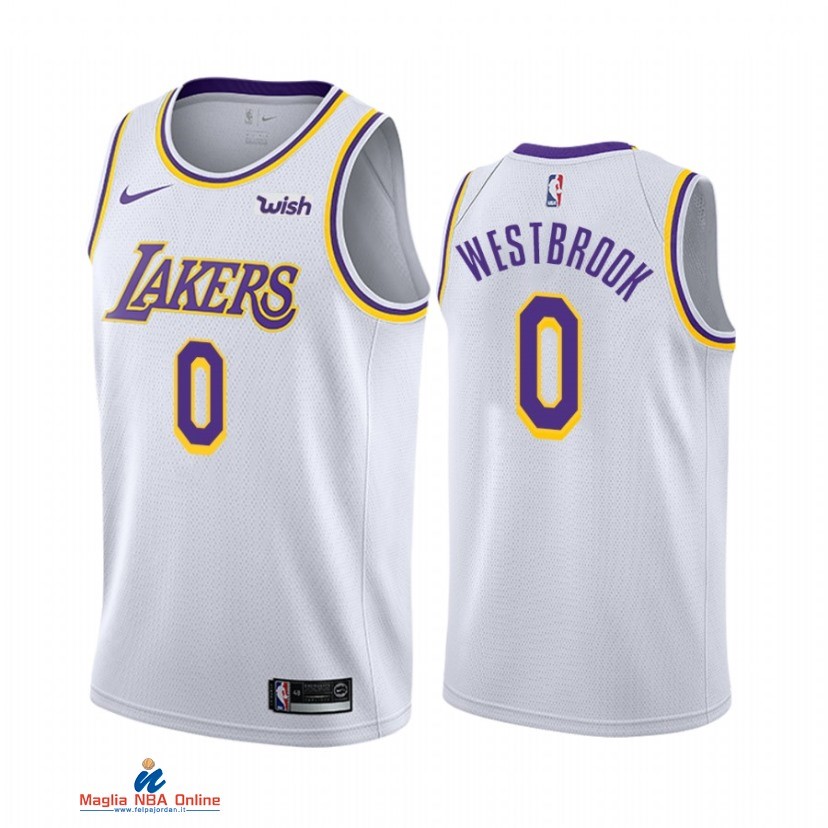 Maglia NBA Nike Los Angeles Lakers NO.0 Russell Westbrook Bianco Association 2021-22