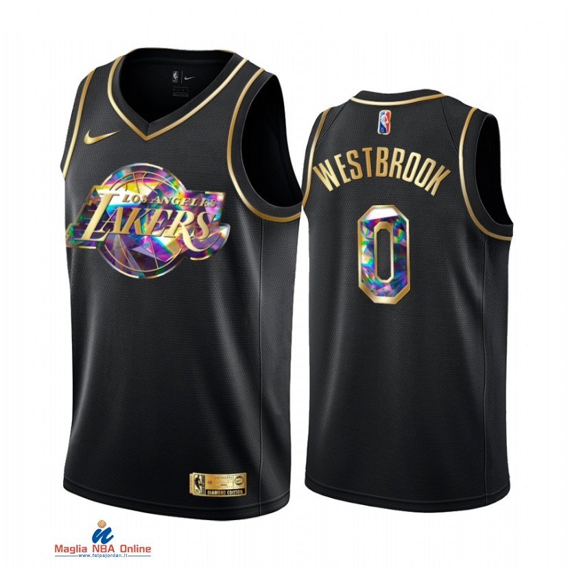 Maglia NBA Nike Los Angeles Lakers NO.0 Russell Westbrook Nero Diamante 2021-22