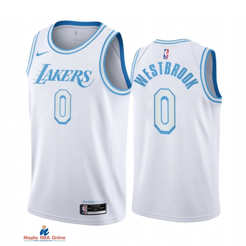 Maglia NBA Nike Los Angeles Lakers NO.0 Russell Westbrook Nike Bianco Città 2021