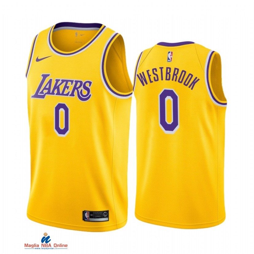 Maglia NBA Nike Los Angeles Lakers NO.0 Russell Westbrook Nike Giallo Icon 2021-22