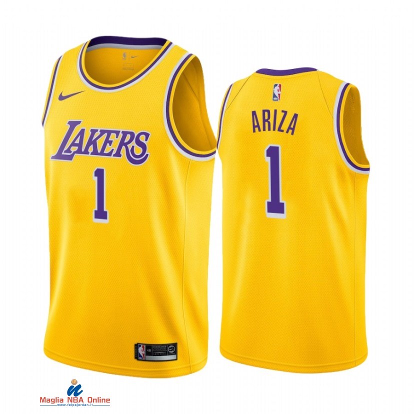 Maglia NBA Nike Los Angeles Lakers NO.1 Trevor Ariza Nike Giallo Icon 2021-22