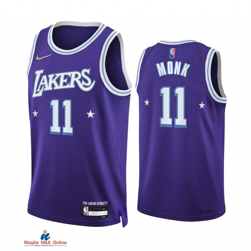 Maglia NBA Nike Los Angeles Lakers NO.11 Malik Monk 75th Porpora Città 2021-22