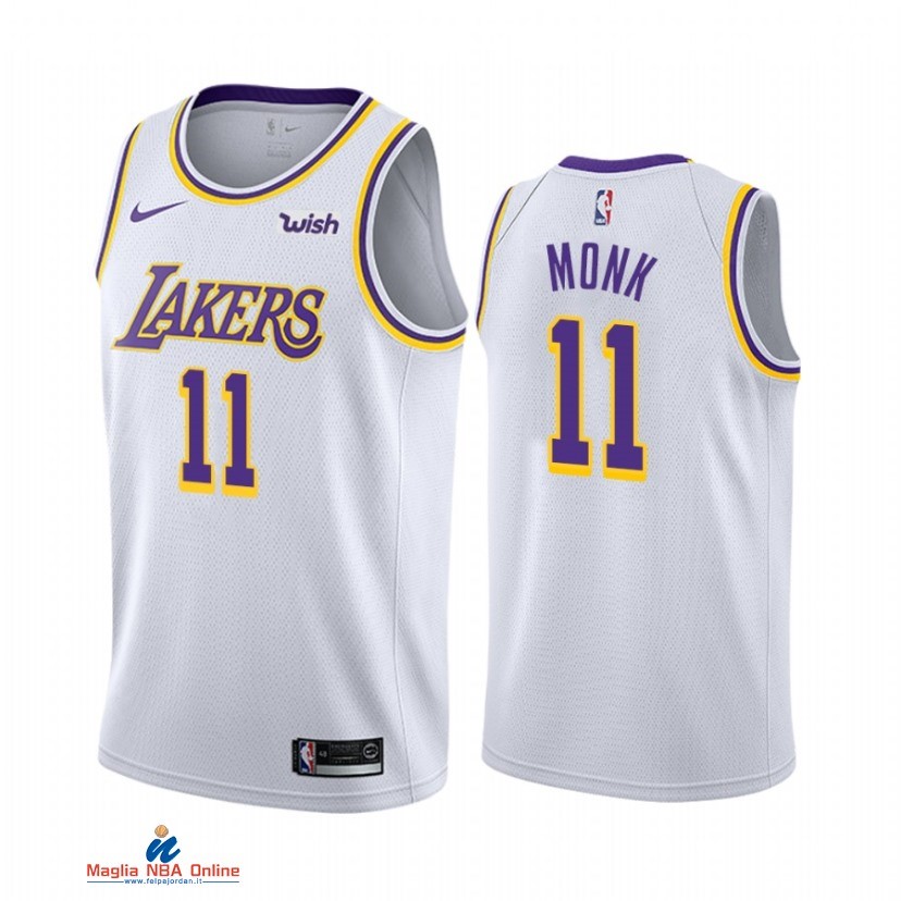 Maglia NBA Nike Los Angeles Lakers NO.11 Malik Monk Bianco Association 2021-22