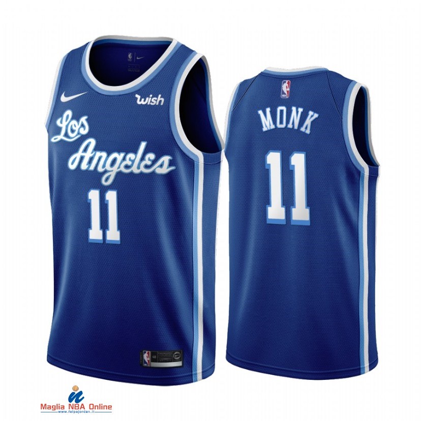 Maglia NBA Nike Los Angeles Lakers NO.11 Malik Monk Blu Classics 2021