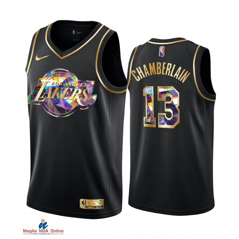 Maglia NBA Nike Los Angeles Lakers NO.13 Wilt Chamberlain Nero Diamante 2021-22