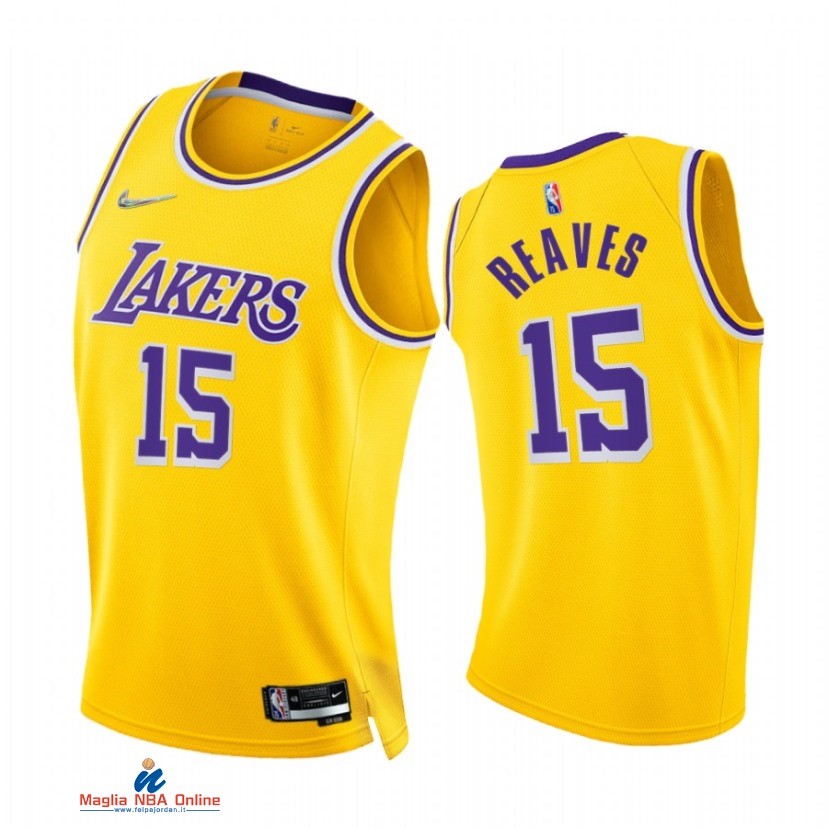 Maglia NBA Nike Los Angeles Lakers NO.15 Austin Reaves 75th Season Diamante Giallo Icon 2021-22