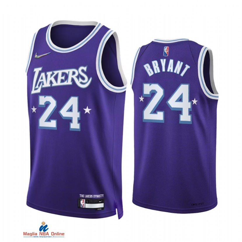 Maglia NBA Nike Los Angeles Lakers NO.24 Kobe Bryant 75th Porpora Città 2021-22