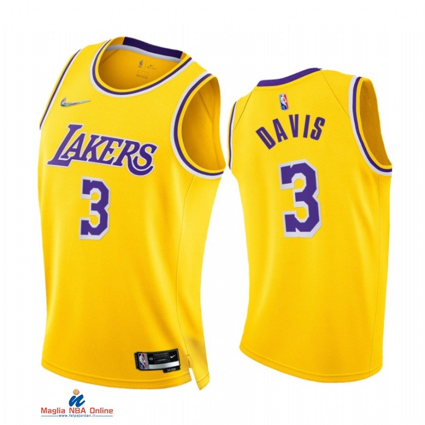 Maglia NBA Nike Los Angeles Lakers NO.3 Anthony Davis 75th Season Diamante Giallo Icon 2021-22