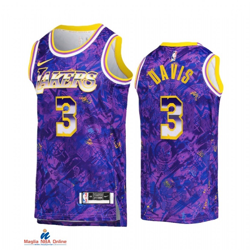 Maglia NBA Nike Los Angeles Lakers NO.3 Anthony Davis Select Series Porpora Camouflage 2021