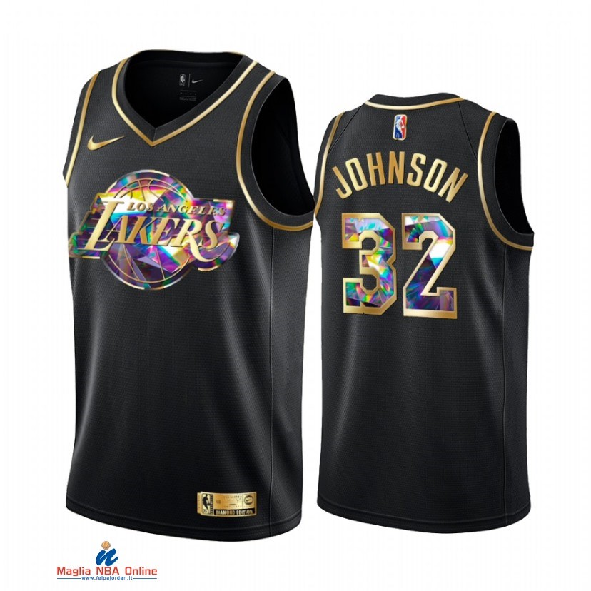 Maglia NBA Nike Los Angeles Lakers NO.32 Magic Johnson Nero Diamante 2021-22