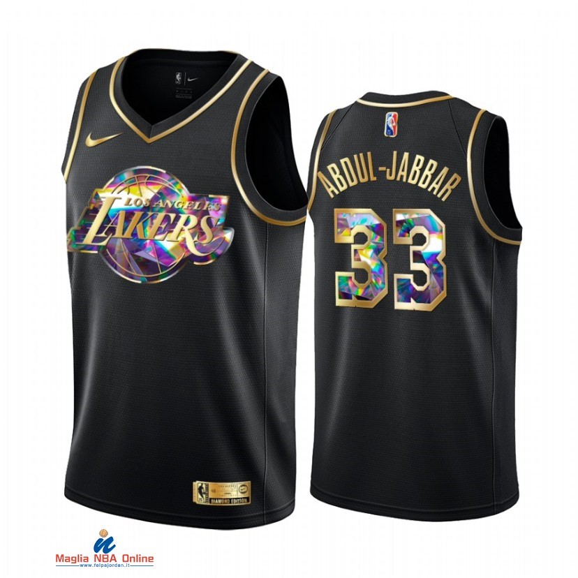 Maglia NBA Nike Los Angeles Lakers NO.33 Kareem Abdul Jabbar Nero Diamante 2021-22
