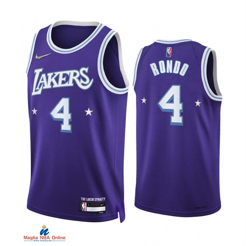 Maglia NBA Nike Los Angeles Lakers NO.4 Rajon Rondo 75th Porpora Città 2021-22