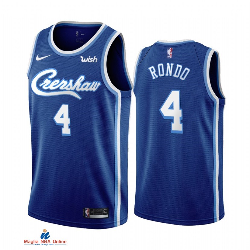 Maglia NBA Nike Los Angeles Lakers NO.4 Rajon Rondo Blu Classics 2021