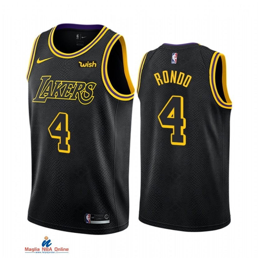 Maglia NBA Nike Los Angeles Lakers NO.4 Rajon Rondo Nero Mamba 2021