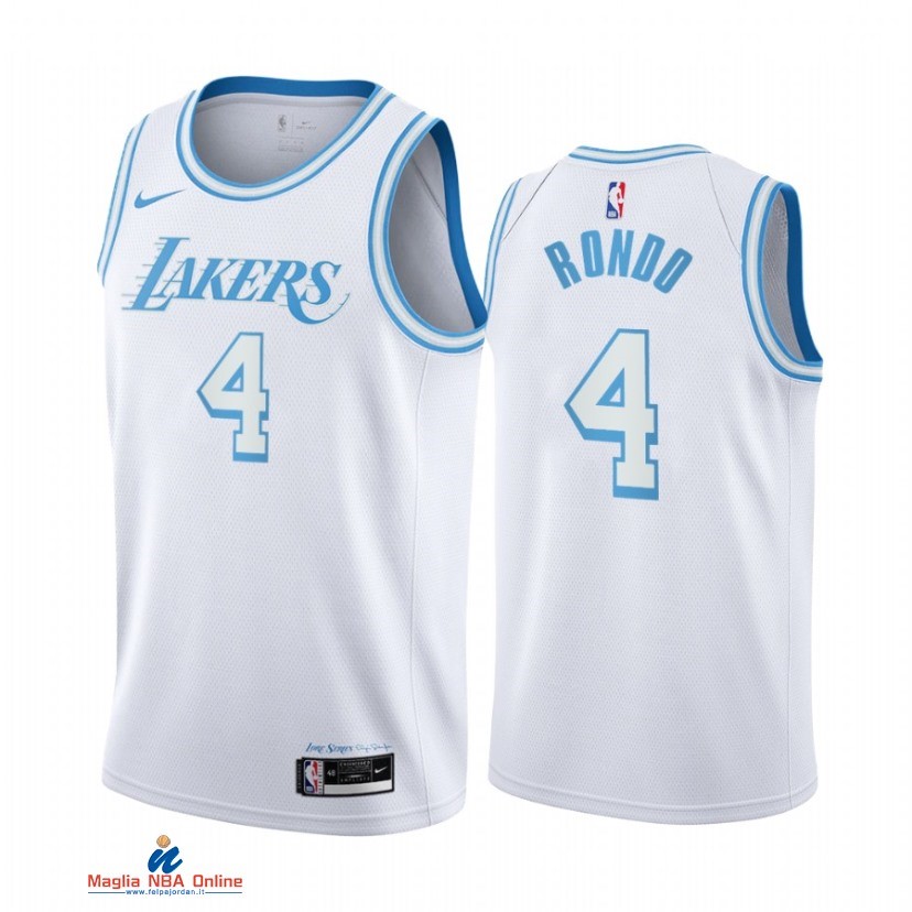 Maglia NBA Nike Los Angeles Lakers NO.4 Rajon Rondo Nike Bianco Città 2021