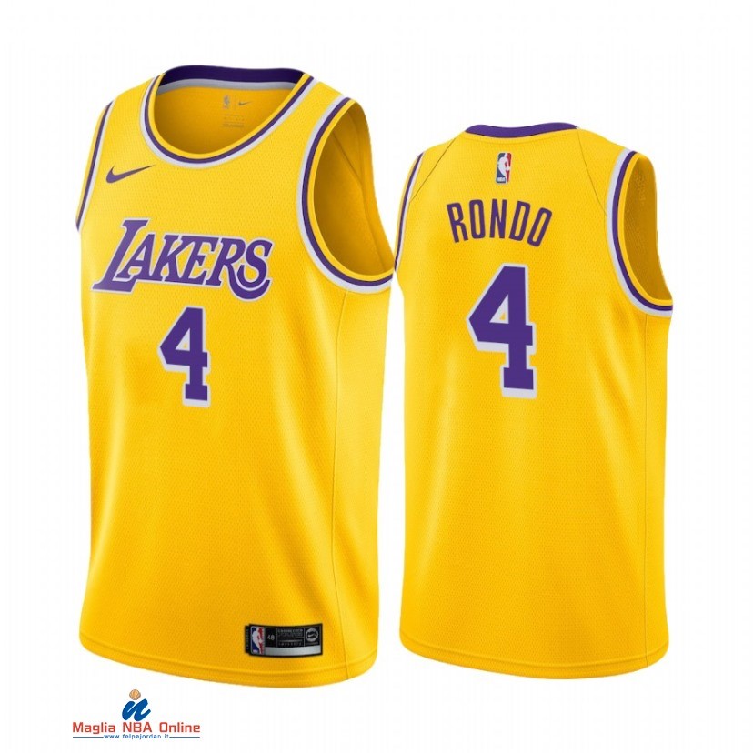 Maglia NBA Nike Los Angeles Lakers NO.4 Rajon Rondo Nike Giallo Icon 2021-22