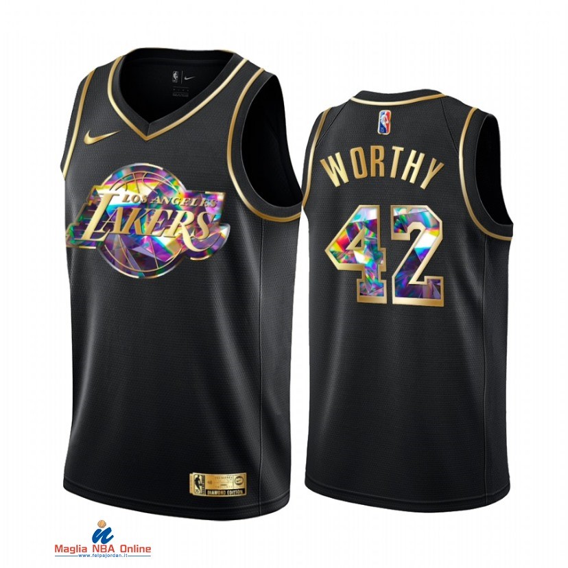 Maglia NBA Nike Los Angeles Lakers NO.42 James Worthy Nero Diamante 2021-22