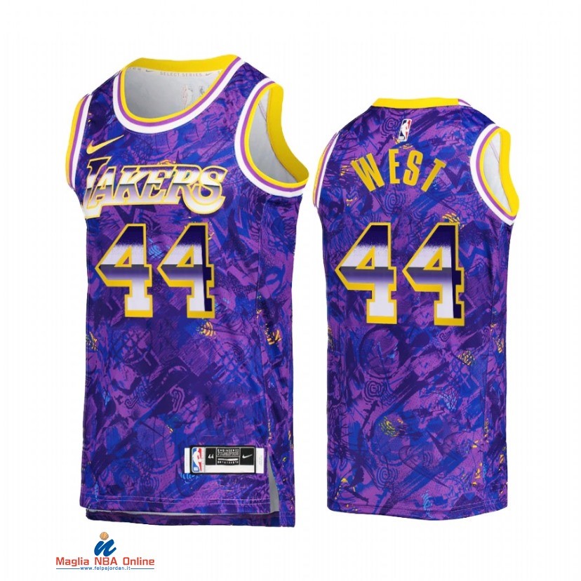 Maglia NBA Nike Los Angeles Lakers NO.44 Jerry West Select Series Porpora Camouflage 2021