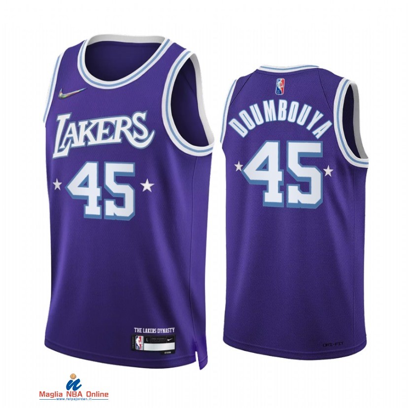 Maglia NBA Nike Los Angeles Lakers NO.45 Sekou Doumbouya 75th Porpora Città 2021-22