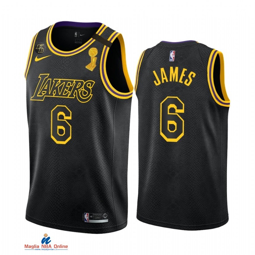 Maglia NBA Nike Los Angeles Lakers NO.6 LeBron James Nero Mamba 2021