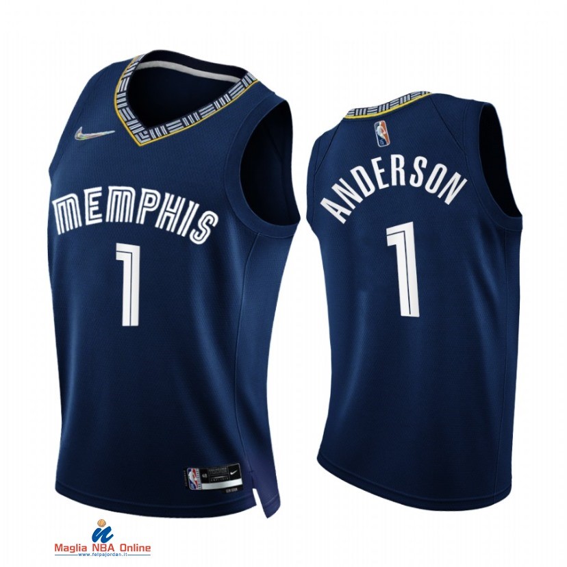 Maglia NBA Nike Memphis Grizzlies NO.1 Kyle Anderson 75th Marino Città 2021-22