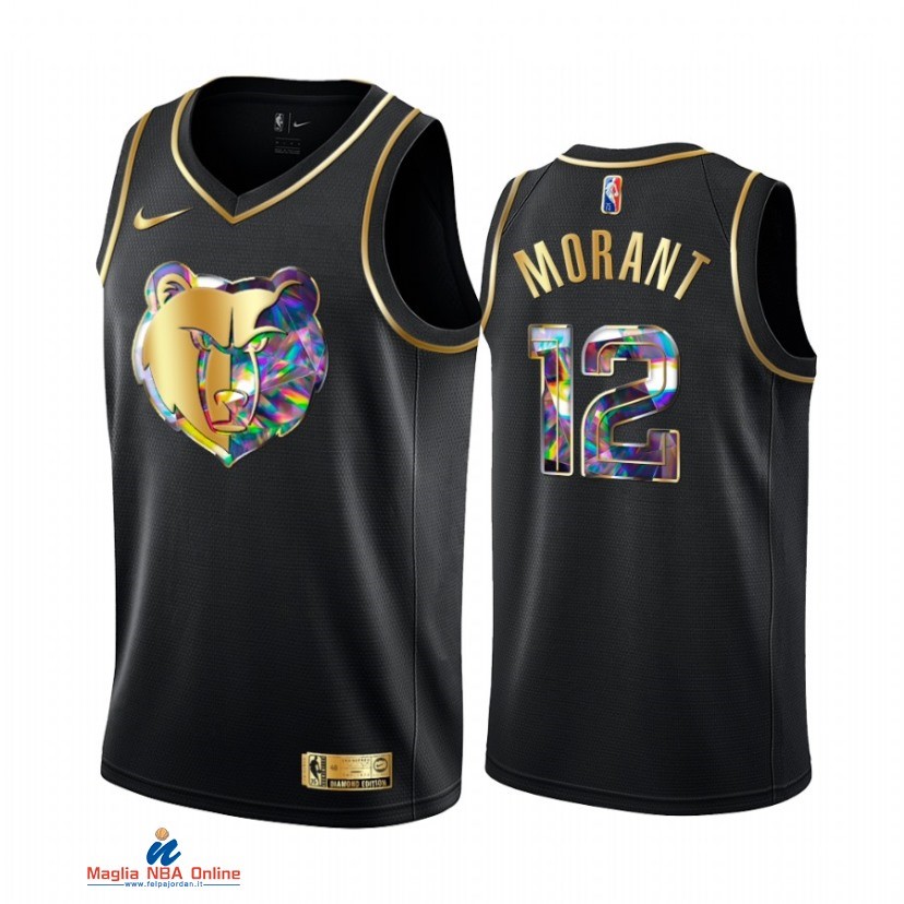 Maglia NBA Nike Memphis Grizzlies NO.12 Ja Morant Nero Diamante 2021-22