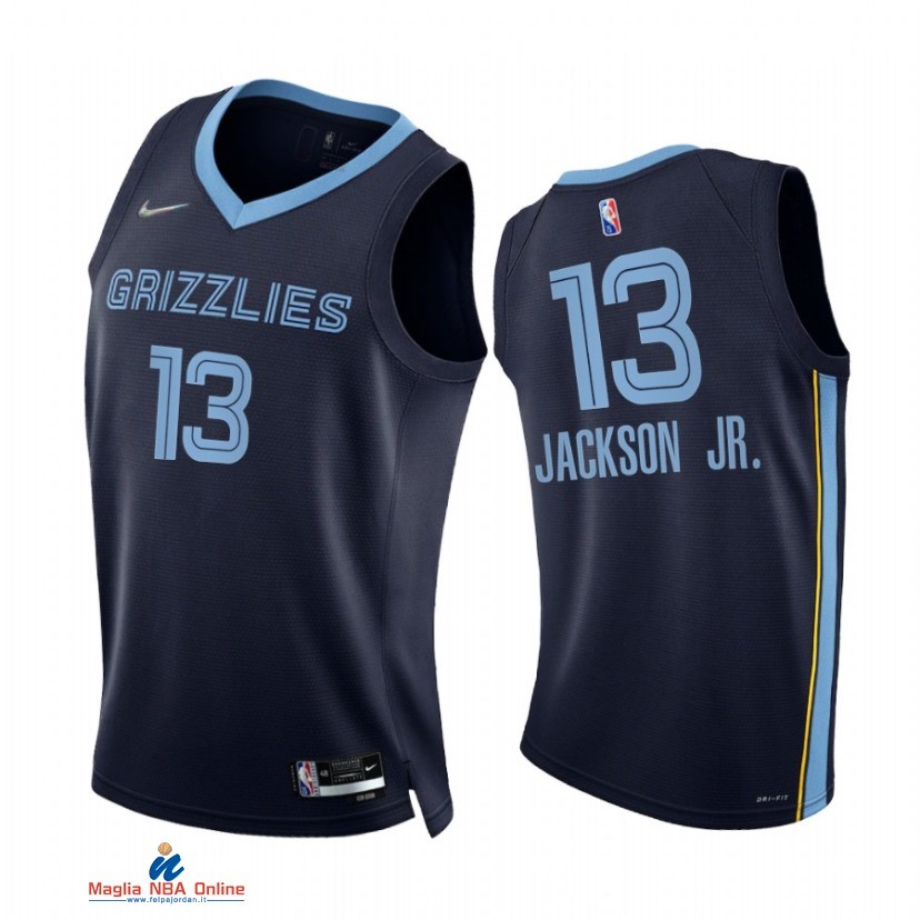 Maglia NBA Nike Memphis Grizzlies NO.13 Jaren Jackson Jr. 75th Season Diamante Marino Blu 2021-22
