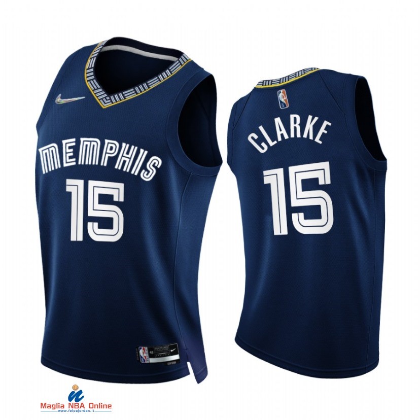 Maglia NBA Nike Memphis Grizzlies NO.15 Brandon Clarke 75th Marino Città 2021-22