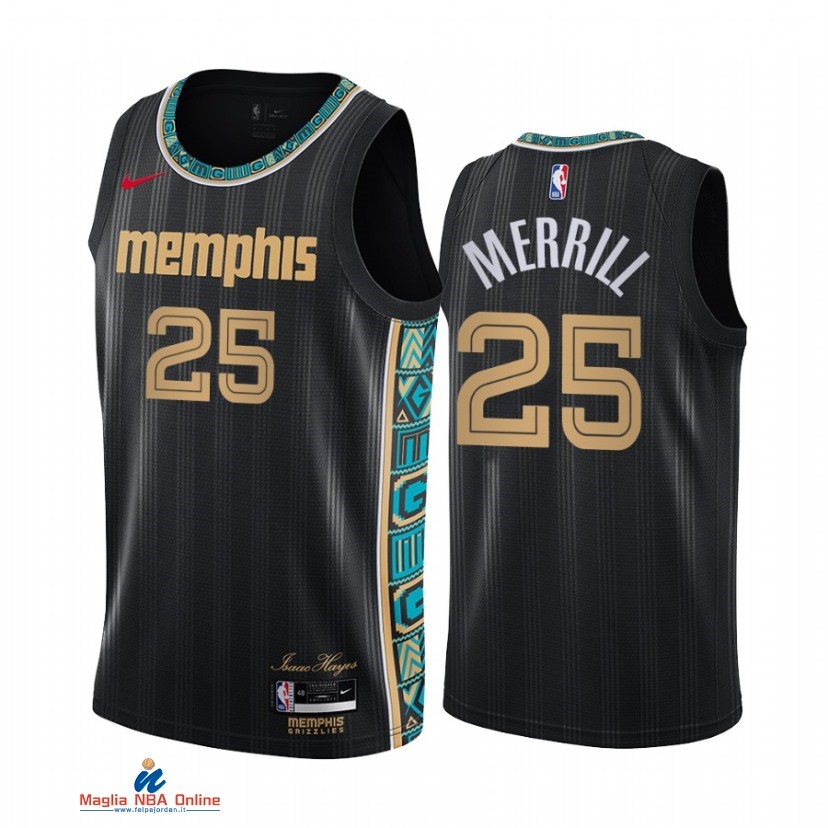 Maglia NBA Nike Memphis Grizzlies NO.25 Sam Merrill Nike Nero Città 2021