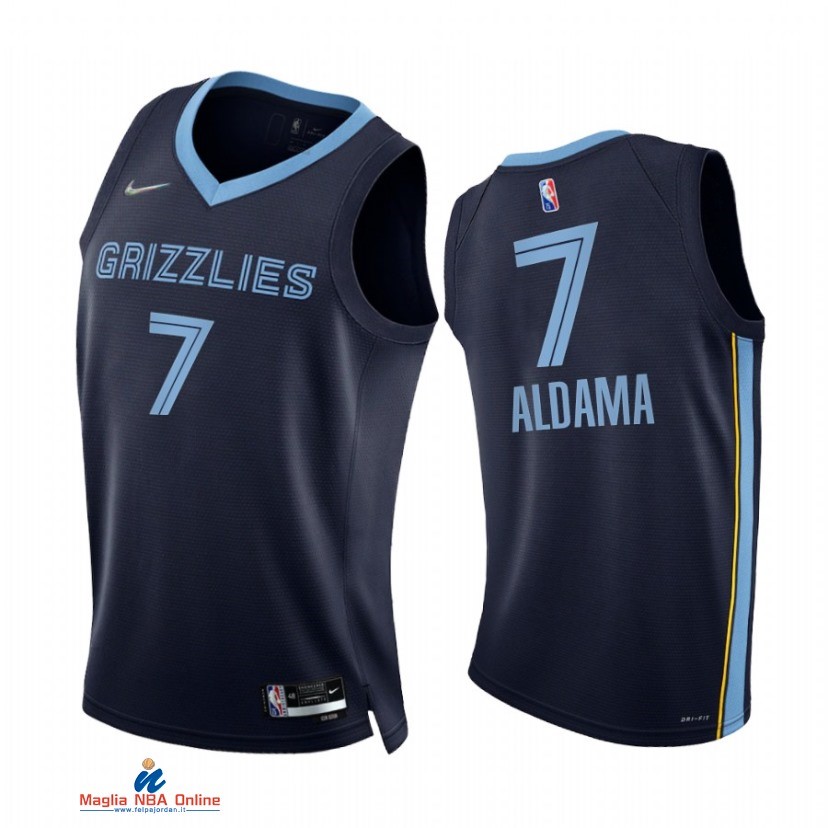 Maglia NBA Nike Memphis Grizzlies NO.7 Santi Aldama 75th Season Diamante Marino Blu 2021-22