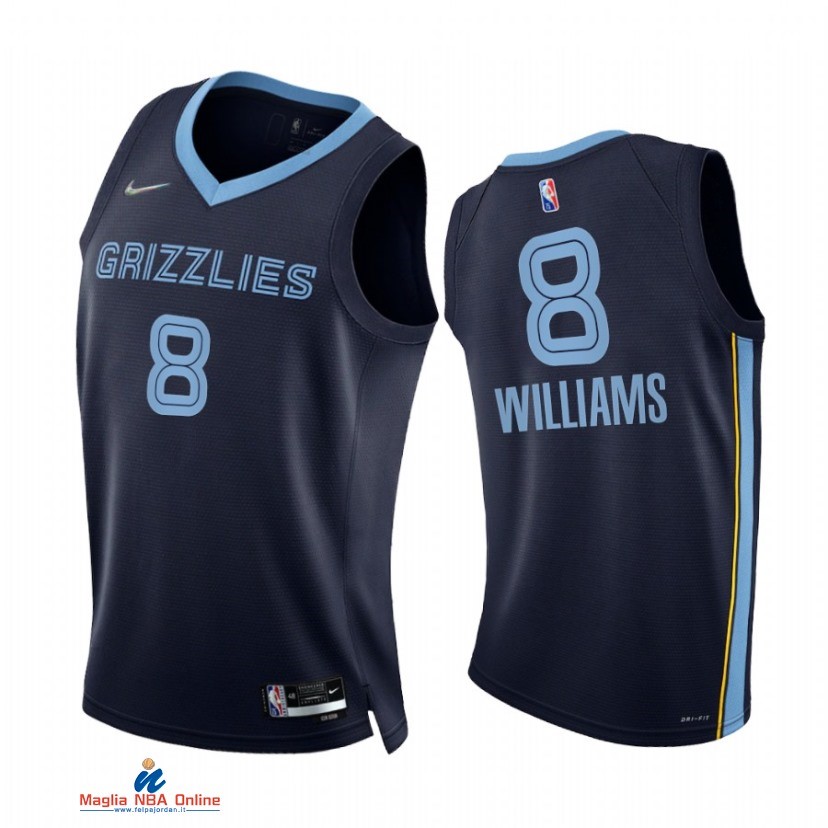 Maglia NBA Nike Memphis Grizzlies NO.8 Ziaire Williams 75th Season Diamante Marino Blu 2021-22