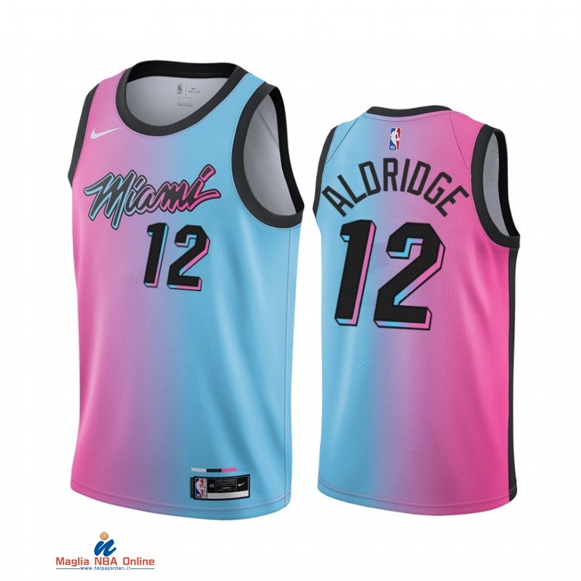 Maglia NBA Nike Miami Heat NO.12 LaMarcus Aldridge Nike Blu Rosa Città 2021-22
